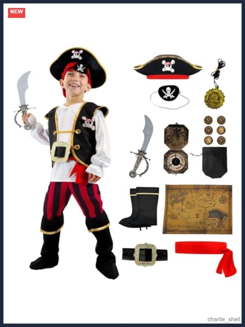 Kids Pirate Halloween Costume 19 Piece Set Cosplay Outfit